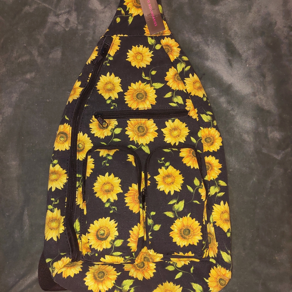 Black Sunflower Sling Backpack - Picture 7 of 8